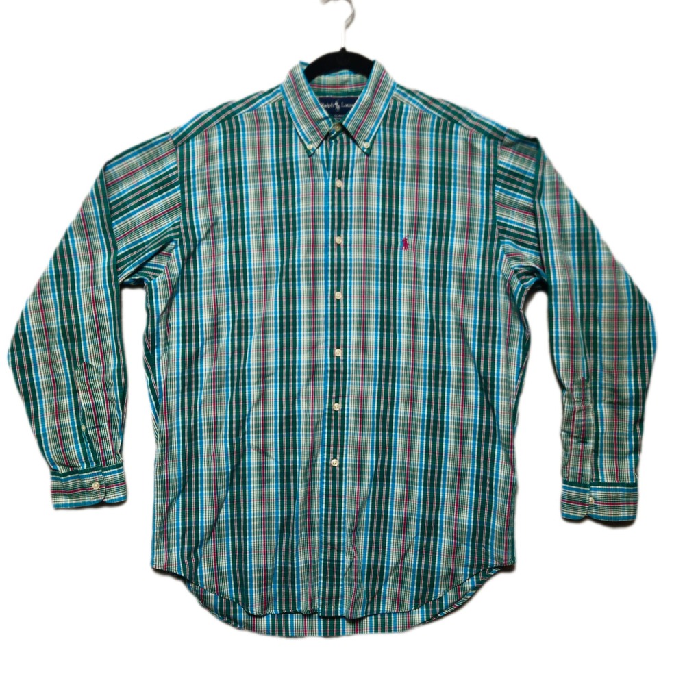 Ralph Lauren Blake Plaid Long Sleeve Button Down Shirt Mens Medium RELAXED FIT